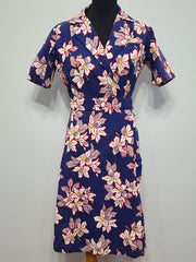 Flower Print Seersucker Wrap Dress <br> (26"-32" Waist)