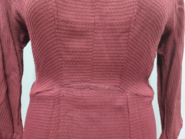 German Maroon Long Sleeve Dress <br> (B-40" W-34" H-40")