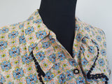Abstract Print Dress with Ruffles and Rhinestones <br> (B-37 1/2" W-31" H-39 1/2")