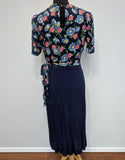 Blue Flower Print Dress w/ Matching Jacket <br> (B-39" W-30" H-33")