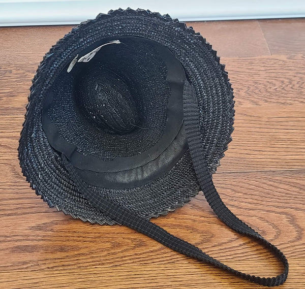 Black Straw Tilt Hat