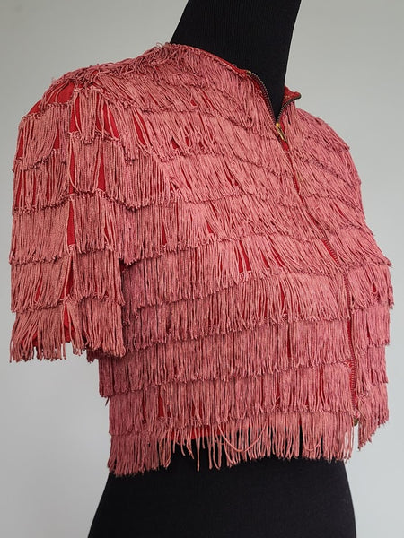 Red Fringe Short Sleeve Jacket <br> (B-34.5" W-30")