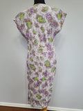 Purple and Green Flower Print Dress <br> (B-40" W-34" H-41")