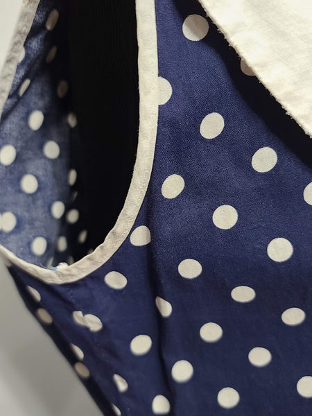 Blue Polka Dot Sleeveless Dress <br> (B-38" W-30" H-40")