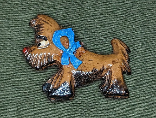 Dog with Bow Large Novelty Pin